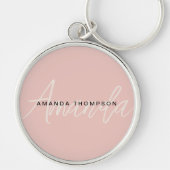 Elegant modern gepersonaliseerd met naam monogram sleutelhanger (Voorkant)
