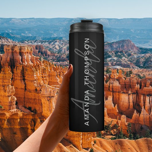 Elegant modern gepersonaliseerd met naam monogram thermosbeker