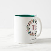 Elegant Modern Gepersonaliseerd Monogram Naam Dame Tweekleurige Koffiemok (Voorkant rechts)