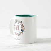 Elegant Modern Gepersonaliseerd Monogram Naam Dame Tweekleurige Koffiemok (Voorkant links)