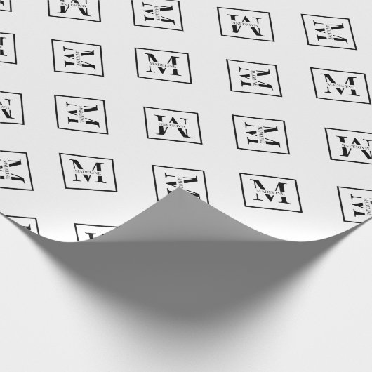 Elegant modern gepersonaliseerd monogram wit cadeaupapier (Hoek)