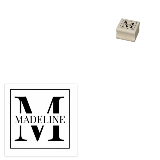 Elegant modern gepersonaliseerd monogram wit rubberstempel (Gestempeld)