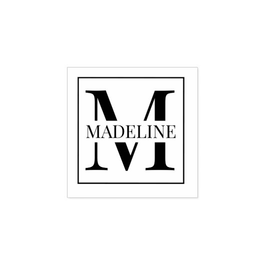 Elegant modern gepersonaliseerd monogram wit rubberstempel (Afrduk)