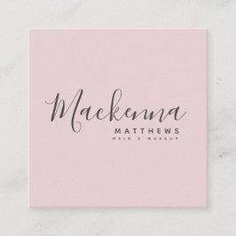 Elegant modern, gepersonaliseerde naam Blush Pink  Vierkante Visitekaartje