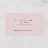 Elegant modern, gepersonaliseerde naam Blush Pink  Visitekaartje (Achterkant)