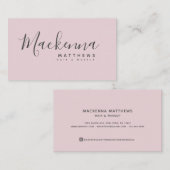 Elegant modern, gepersonaliseerde naam Blush Pink  Visitekaartje (Voorkant / Achterkant)