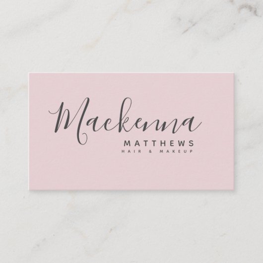 Elegant modern, gepersonaliseerde naam Blush Pink  Visitekaartje (Voorkant)