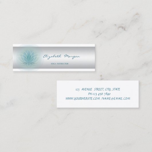 Elegant modern gesofisticeerd wit, Lotus Mini Visitekaartje (Voorkant / Achterkant)