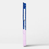 Elegant modern gestreept, blauw glitter-schijven Case-Mate iPhone case (Achterkant / Links)