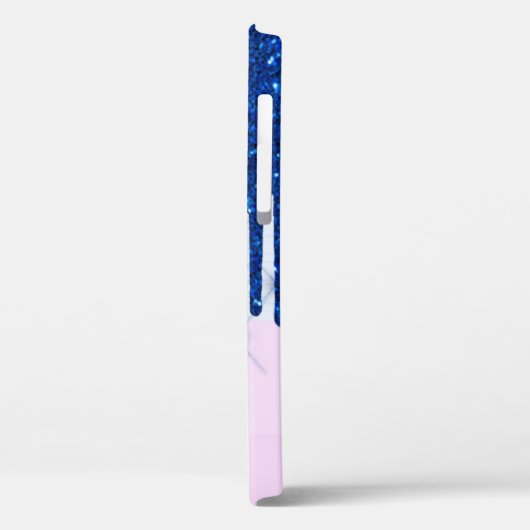 Elegant modern gestreept, blauw glitter-schijven Case-Mate iPhone case (Achterkant / Links)