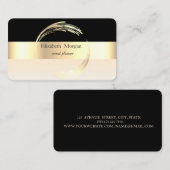 Elegant modern gestreept stijlvol zwart, goud visitekaartje (Voorkant / Achterkant)