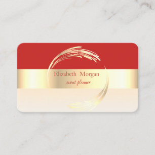 Elegant Modern Gestreepte Stijlvolle Rood,Goud Visitekaartje