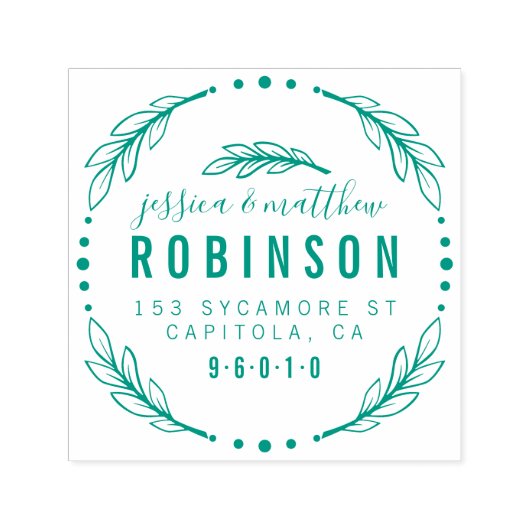 Elegant Modern Getrouwd Paar Retouradres Zelfinktende Stempel (Design)