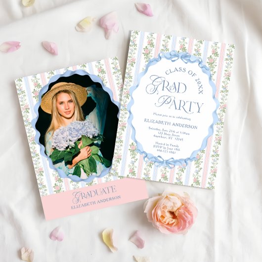 Elegant Modern Girly Bows Afstuderen feest Kaart