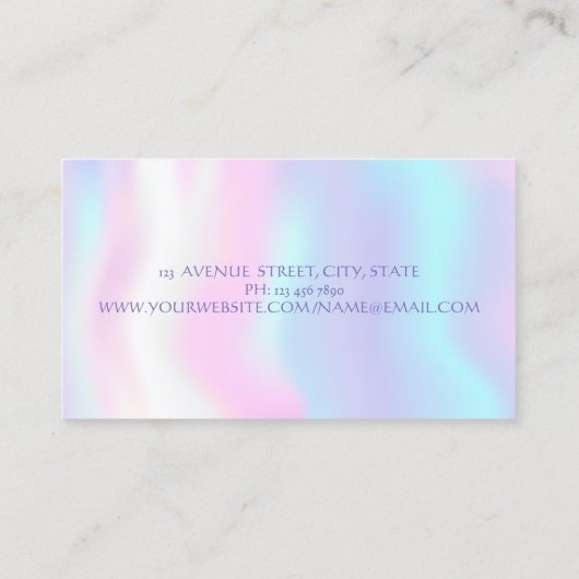 Elegant Modern Girly Funny, Flamingos, Holografisc Visitekaartje (Achterkant)