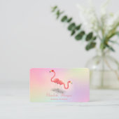 Elegant Modern Girly Funny, Flamingos Holographic Visitekaartje (Staand voorkant)