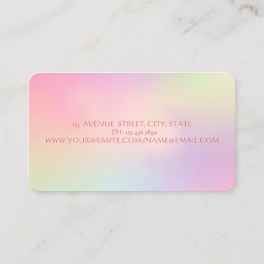 Elegant Modern Girly Funny, Flamingos Holographic Visitekaartje (Achterkant)