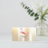 Elegant Modern Girly Funny, Flamingos Visitekaartje (Staand voorkant)