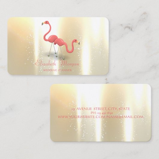 Elegant Modern Girly Funny, Flamingos Visitekaartje (Voorkant / Achterkant)