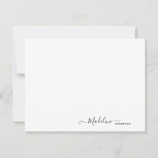 Elegant Modern Girly Script Black Note Card Notitiekaartje (Voorkant)