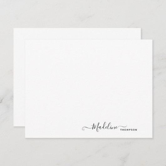 Elegant Modern Girly Script Black Note Card Notitiekaartje (Voorkant / Achterkant)