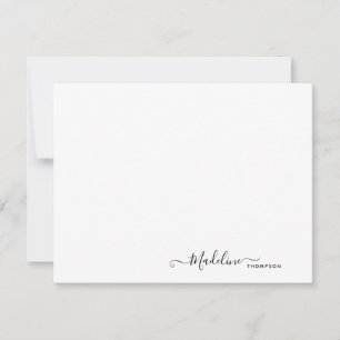 Elegant Modern Girly Script Black Note Card Notitiekaartje
