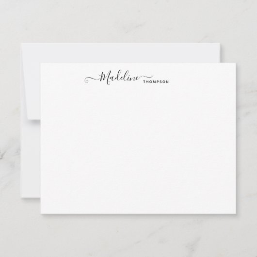 Elegant Modern Girly Script Center Black Note Kaar Notitiekaartje (Voorkant)