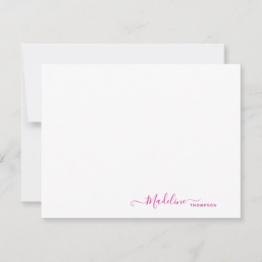Elegant Modern Girly Script Magenta Notitiekaartje (Voorkant)