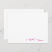 Elegant Modern Girly Script Magenta Notitiekaartje (Voorkant / Achterkant)