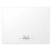 Elegant Modern Girly Script Monogram zwart grijs Notitieblok (Voorkant)