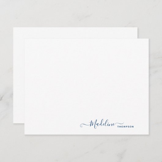 Elegant Modern Girly Script Navy Blue Notitiekaartje (Voorkant / Achterkant)