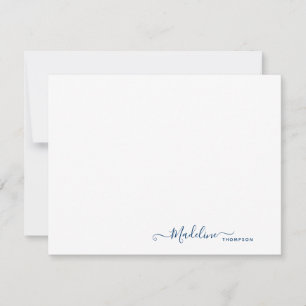 Elegant Modern Girly Script Navy Blue Notitiekaartje