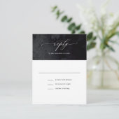Elegant Modern Glam Black Gothic Wedding RSVP Kaar (Staand voorkant)