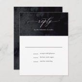 Elegant Modern Glam Black Gothic Wedding RSVP Kaar (Voorkant / Achterkant)