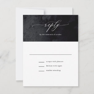 Elegant Modern Glam Black Gothic Wedding RSVP Kaar