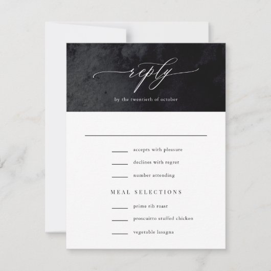 Elegant Modern Glam Black Gothic Wedding RSVP Kaartje (Voorkant)