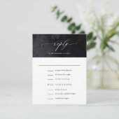 Elegant Modern Glam Black Gothic Wedding RSVP Kaartje (Staand voorkant)