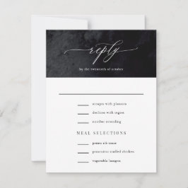 Elegant Modern Glam Black Gothic Wedding RSVP Kaartje