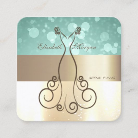 Elegant Modern Glamorouse, Faux Gold, Bokeh, Dress Vierkante Visitekaartje (Voorkant)