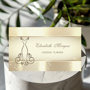 Elegant Modern Glamorouse, Faux Gold, Bokeh, Dress Visitekaartje