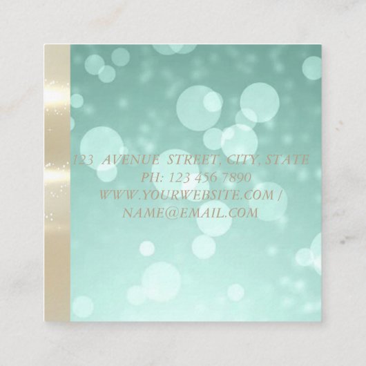 Elegant Modern Glamorouse, Faux Gold, Bokeh, Lace Vierkante Visitekaartje (Achterkant)