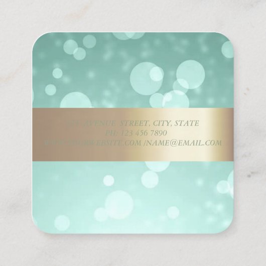 Elegant Modern Glamorouse, Faux Gold, Bokeh Vierkante Visitekaartje (Achterkant)