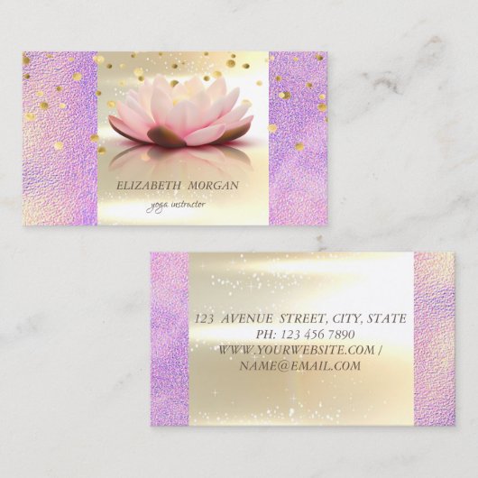 Elegant modern Glamorouse Gold Holographic Lotus Visitekaartje (Voorkant / Achterkant)