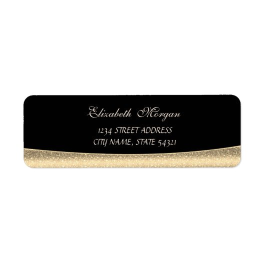 Elegant,Modern ,Glanzend,Goud,Zwart Adreslabel Etiket (Voorkant)