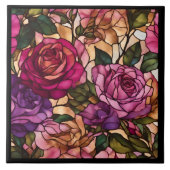 Elegant Modern Glas in lood Rozen Collectie Tegeltje (Voorkant)