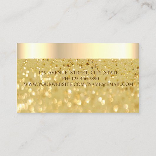 Elegant Modern, Glitter Bokeh, Faux Gold Border Visitekaartje (Achterkant)