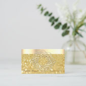 Elegant Modern, Glitter Bokeh, Faux Gold Border Visitekaartje (Staand voorkant)