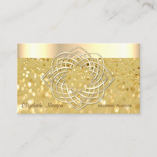 Elegant Modern, Glitter Bokeh, Faux Gold Border Visitekaartje (Voorkant)
