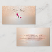 Elegant Modern, Glitter Bokeh, Floral High Heels Visitekaartje (Voorkant / Achterkant)