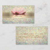 Elegant Modern Glitter Bokeh, Gold Stripe Lotus Visitekaartje (Voorkant / Achterkant)